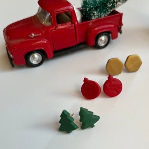 The HOLIDAY STUD PACK | Polymer Clay Earrings | Christmas Earrings | Lightweight Earrings | Poinsettia Earrings | Holiday Earrings