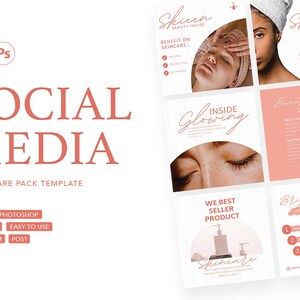 Skincare Template Instagram, Instagram Post, Canva Template, Instagram Template, Skincare Product, Feminine Design Templates
