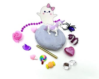 Girly Halloween Playdough Jar, Playdough Kit, HalloweenPlaydough Kit, Playdough Party Favors, Sensory Kit,Play Dough Kit, Halloween party