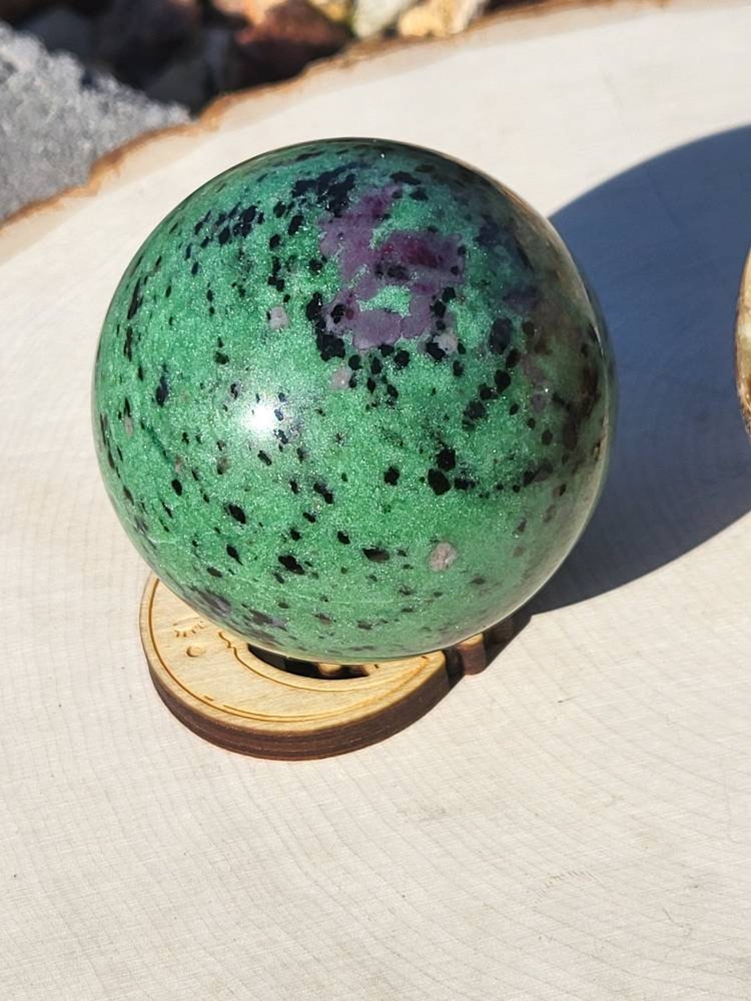 Beautiful Ruby Zoisite Sphere Ruby Glows Under UV Crystal Etsy
