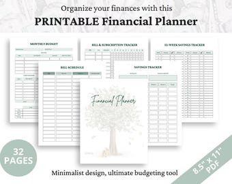 Printable Financial Planner / Monthly Budget Tracker / Accounts Ledger / Savings Goals