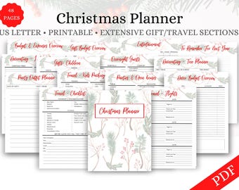 Printable Christmas Planner, Holiday Planner, Travel/Gift Budget, Christmas Binder, Annual Family Letter, Gift Planner, Travel Packing List