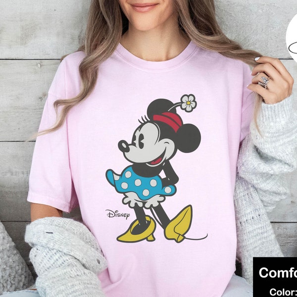 Disney Classic Minnie Mouse Pose Comfort Colors Shirt, Vintage Disney Minnie Shirt, Disneyland Holiday Vacation Shirt, Disney Retro Shirt