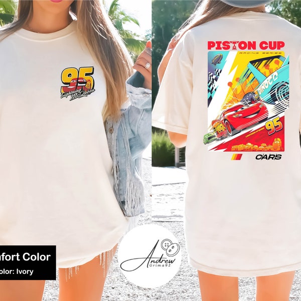 Comfort Colors® Piston Cup Shirt, Two sided Vintage Lightning McQueen Shirt, Lightning McQueen Number Back,Disney Cars shirt,Cars Land Shirt