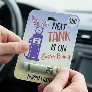 Easter Gas Money Card - Bunny Fuel Cash Holder Gift