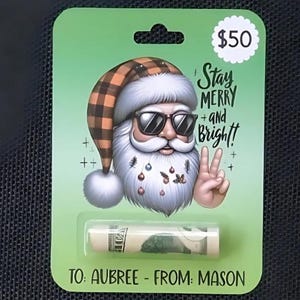 Christmas Money Holder - Cool Peace Santa Cash Holder Gift