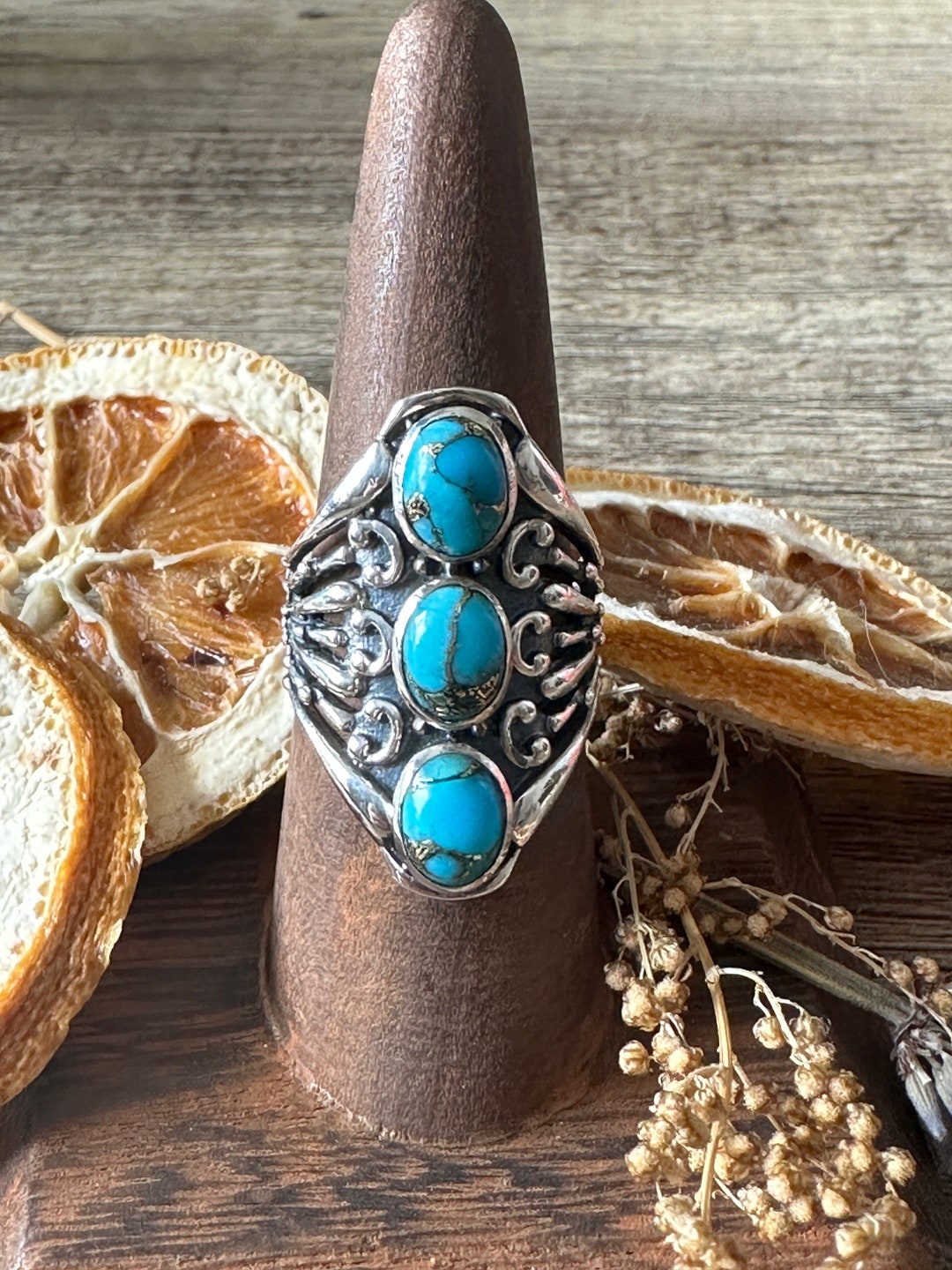 Beautiful Kings Man Turquoise 3 Stone Ring .925 Silver Ring Size 8 - Etsy