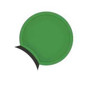 Könnte beinhalten: Ein grüner Kreis mit schwarzem Rand und einem schwarzen Schwanz. Der Kreis ist leer und bereit für Text oder ein Bild.