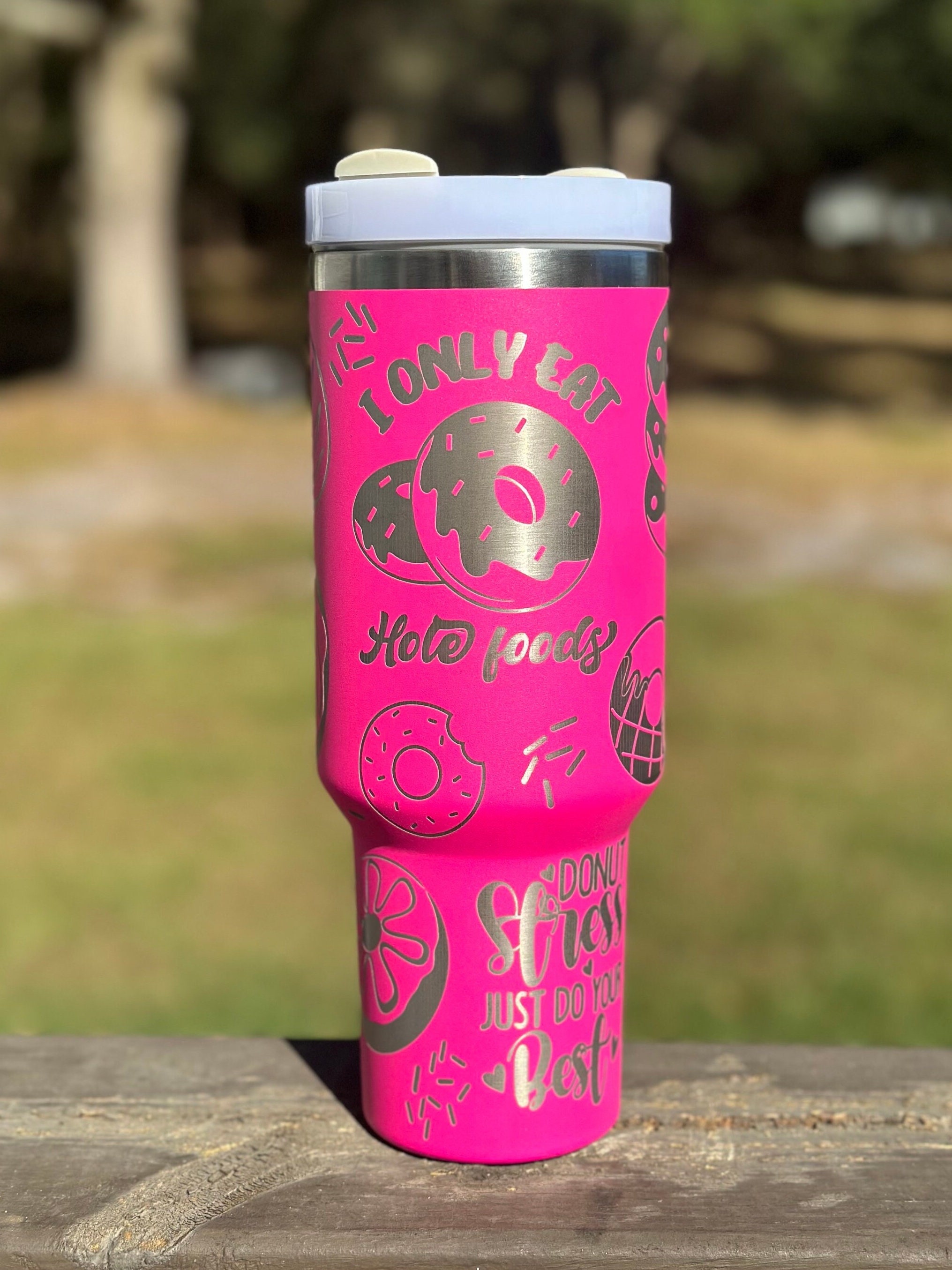 40oz Monogrammed Tumbler - Sprinkled With Pink