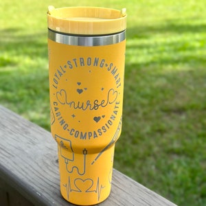 Nurse 40 oz Stainless Steel Insulated Tumbler with Handle, Laser Engraved tumbler