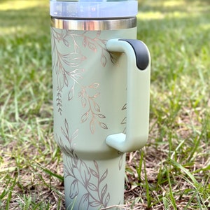 Greenery 40 oz Stainless Steel Insulated Tumbler with Handle, Laser Engraved tumbler