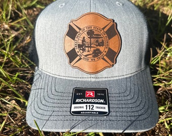 Florida Flag Maltese Cross/ Fire Department Leather Patch Hats Trucker  Hat