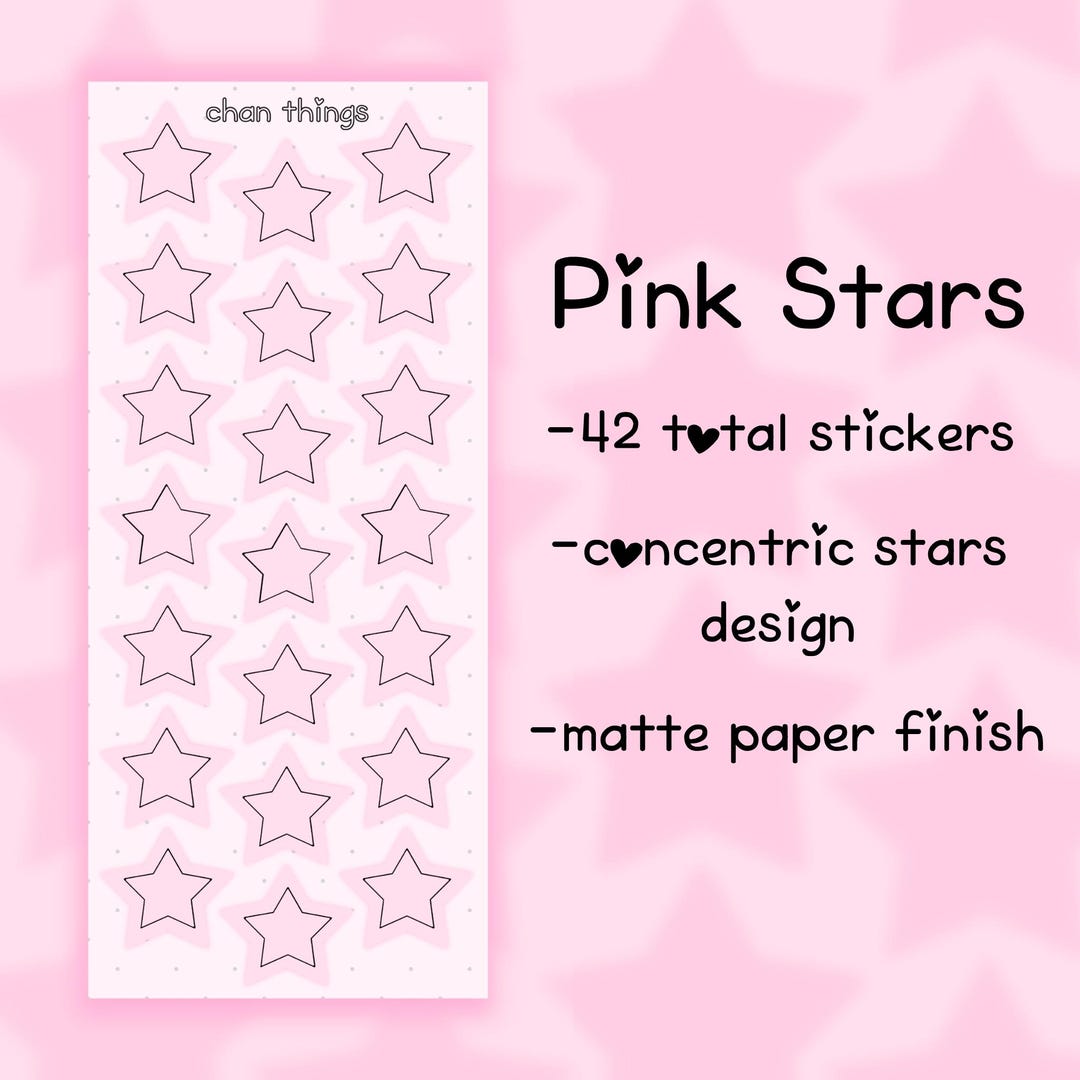Pink Stars Sticker Sheet - Etsy