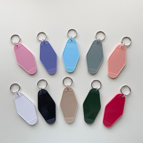 Vintage Keychains, Hotel Motel Keychain, Blank Plastic Tags, Keychain blank, Retro Motel keychain, Keychains for Printing, Different Colours