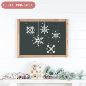 Snowflake Green Christmas Wall Art