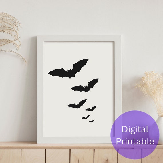 Minimalist Bat Halloween Wall Art Etsy