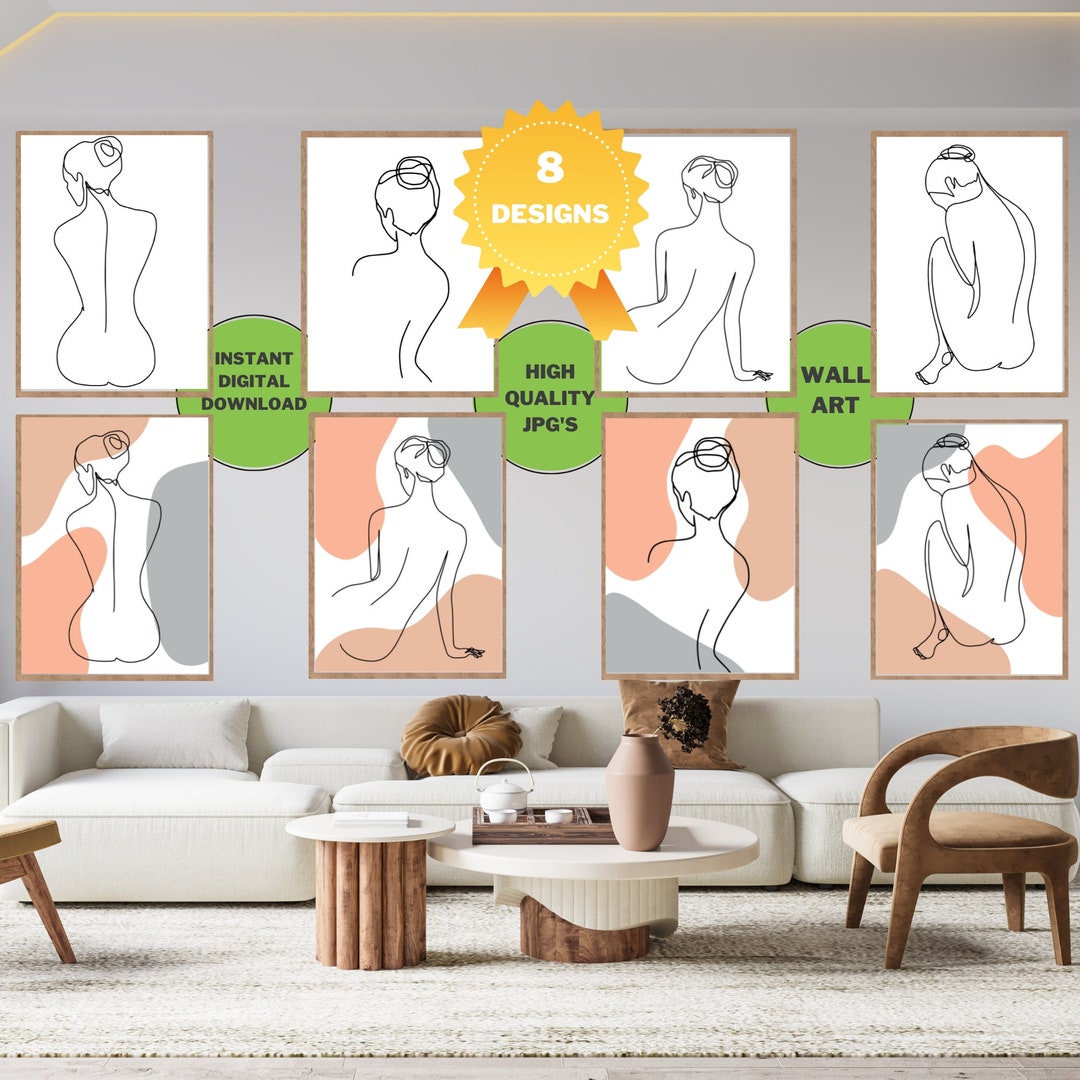 Female Line Art Prints Set of 8 Digital Download Wall Art - Etsy