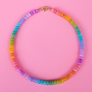 Collar Lauren / Cierre marinero, Collar de cuentas Rondelle, Cuentas Rondelle arco iris