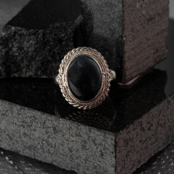 Vintage silver black tiger eye ring リング Vintage Tiger Eye Stone Men's Wedding Ring Stainless Steel