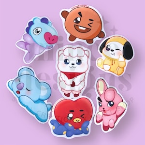 BT21 Chimmy / RJ / Mang / Shooky / Cooky / Tata / Koya Sticker // Glossy Waterproof Stickers
