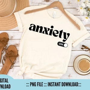 Modo de ansiedad png, descarga digital de salud mental, Camisas de ansiedad, Regalo divertido y lindo para estudiantes de psicología, Descarga de pensamiento positivo, Mente feliz