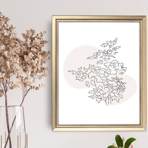 Minimalist, Botanical, line art, Peonies, Wall Art, Printable, digital download, modern, boho, Peony, flower
