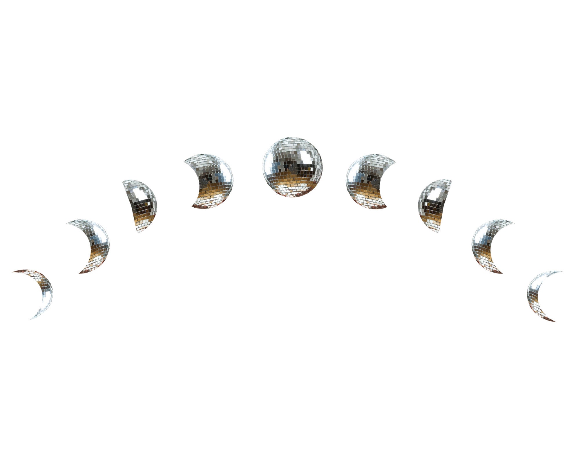 Groovy Mirror Disco Ball Moon Phases Wall Art Printable Etsy