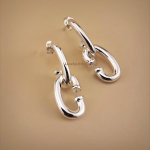 925 Solid Sterling Silver Bold Link Earrings