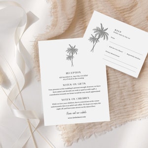 Palm Tree Wedding Invitation Set Beach Wedding Invitation Destination Wedding Invitation Tropical Wedding Invite image 3