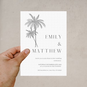 Palm Tree Wedding Invitation Set Beach Wedding Invitation Destination Wedding Invitation Tropical Wedding Invite image 5