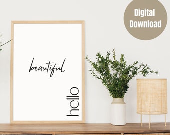 Hello Beautiful Wall Art|Self-love wall decor|Affirmations|Self-awareness|Beautiful Wall Decor|