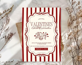 Love Stinks Anti Valentines Day Invite Template: Printable Canva Design (Digital Download)