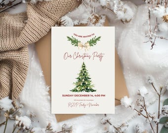 Editable Elegant Christmas Party Invitation (Canva PDF)