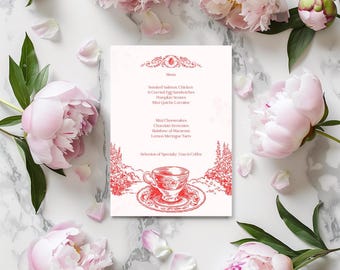 Tea Party Menu Template: Bridgerton Style, Printable Canva Design (Digital Download)