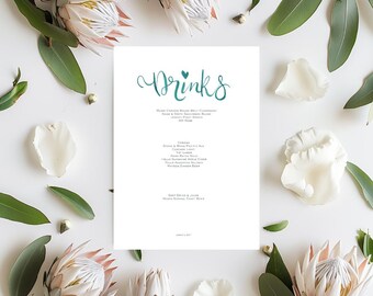 Hand-Painted Watercolor Drinks Menu: DIY Canva Template (Digital Download)