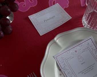 Border Place Card Template: Editable Printable Canva Name Cards (Digital Download, Vintage Style