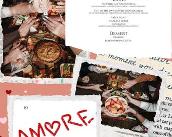 Amore Editable Event Menu & Place Card Template: Red Italian Style (Digital Download)