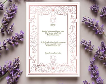 Border Menu Template: Bridgerton Style, Printable Canva Design (Digital Download)