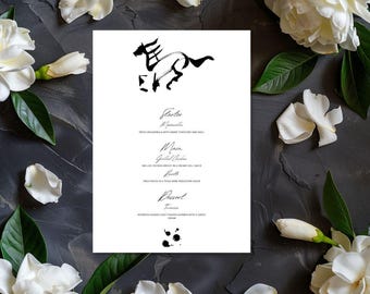 Race Day Menu Template: Elegant Watercolor Horse (Digital Download)