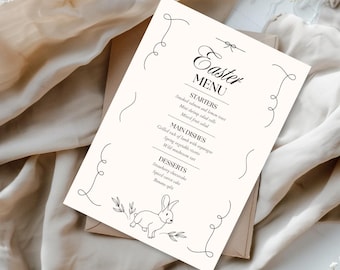 Easter Food Menu Template: Printable 4x9" Canva Design (Digital Download)