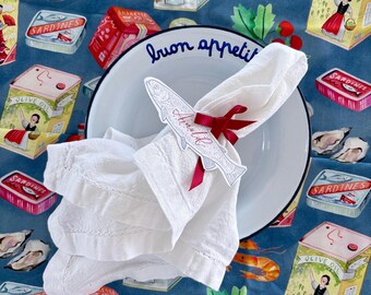 Blue Red Name Fish Pace Card Template: Seaside Design (Digital Download)