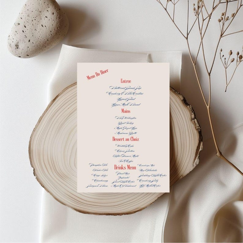 Editable Cursive Menu Template: Vintage Style, Wedding, Dinner (digital ...