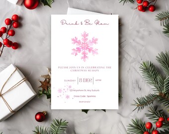 Editable Christmas Party Invitation: Festive Holiday Template (PDF with Canva Link)