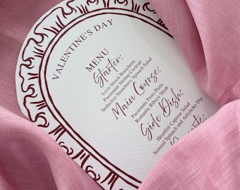 Red Frilly Valentines Day Menu Template: Printable Canva Design (Digital Download)