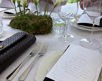 Elegant Event Menu Template: Black and White Long Cursive Design (Digital Download)