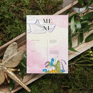 Floral Spring Lunch Menu Template: Editable Pink & White Design (Digital Download)