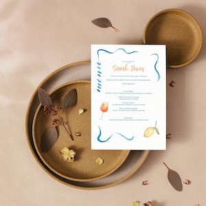Spring Menu with Guest Name Printable - Editable Place Setting Menu for Wedding or Event - Floral Spring Table Card Template