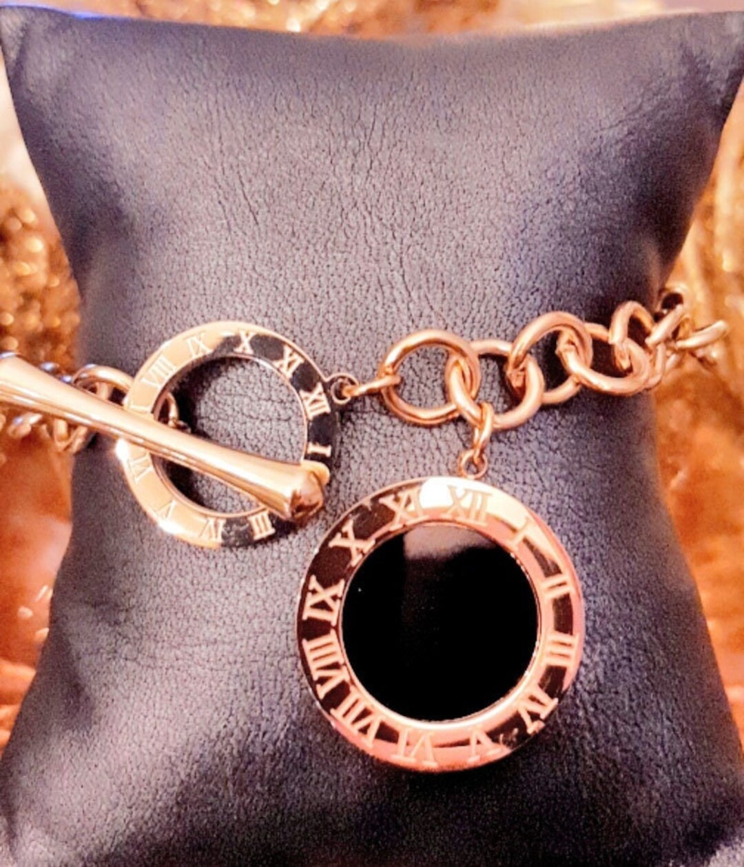 Black Onyx Charm Bracelet, Latin Numeral Bracelet, Women Charm Bracelet