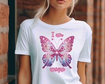 InstantDoigital Download I am unique Png I am unique Butterfly design for T-Shirts Floral Butterfly Png Butterfly T-Shirt Pink Butterfly png