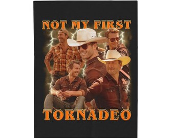 Not my first Tornadeo Glen Powell as Tyler Owens Twisters Retro Raptee Vintage Blanket